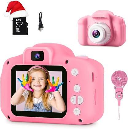 CADDLE & TOES Kids Selfie Camera, Christmas Birthday Gifts for Girls Age 3-9, HD Digital Video Cameras for Toddler, Portable Toy for 3 4 5 6 7 8 Year Old Girl (Pink-with SD Card) CADDLE & TOES Kids Selfie Camera, Christmas Birthday Gifts for Girls Age 3-