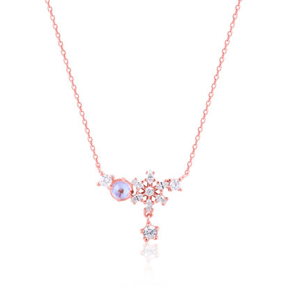 Floral Rose Gold Pendant with Link Chain