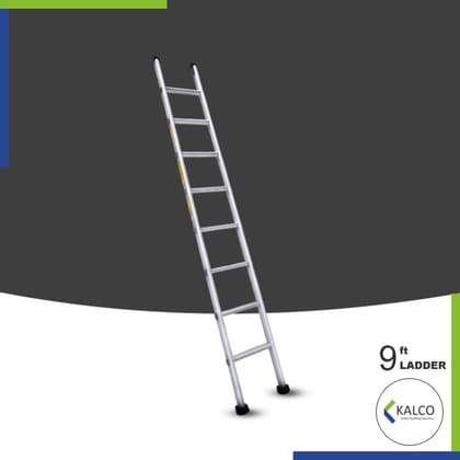 Wall Supporting Straight Aluminium Ladder, Flat Steps, (Model: K-7002, Height: 9-ft in Heavy)