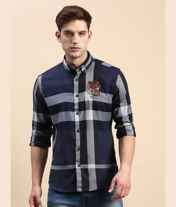 Showoff Cotton Blend Regular Fit Checks Full Sleeves Men's Casual Shirt - Navy Blue ( Pack of 1 )