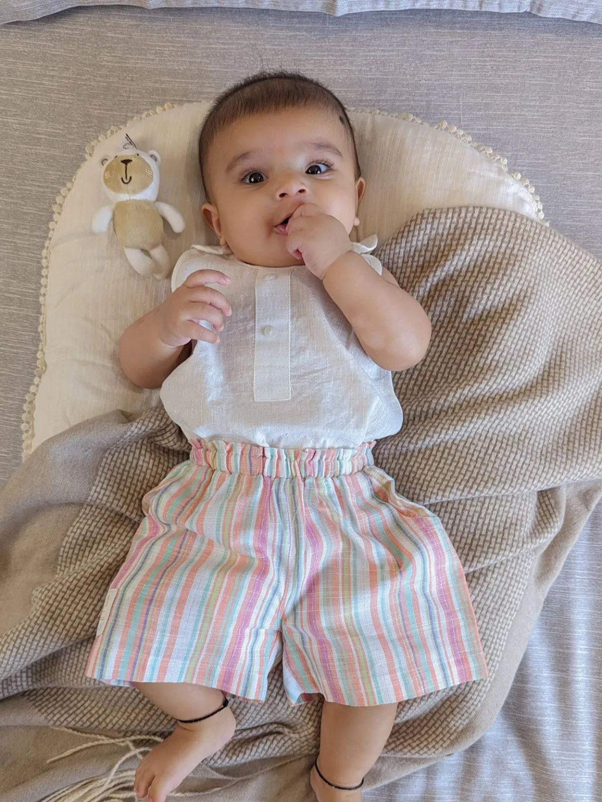 Half Sleeves Peach Stripe Kids Combo-3-5 Years