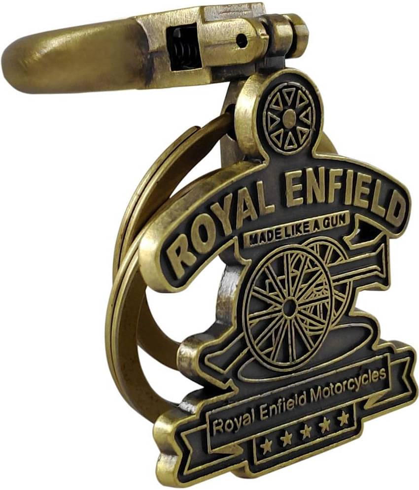 RAVARIYA GRAPHICS Royal RE Classic Bullet Bike Brass Metal Keychains