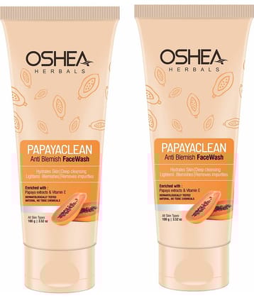 Oshea Herbals Papayaclean Anti Blemishes Face Wash with Papaya Extracts & Vitamin E for all skin type, 100 gm (Pack of 2)