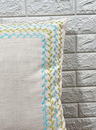 Indihomecraft Mustard Border Cushion Cover Hand Embroidery Inspired Decorative Boho Cushion Cover for Sofa Couch Swing Chair Living Room & Bedroom 18 x 18 Inches, Pack of 1
