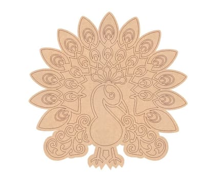 Brand Zero Pre Marked MDF Base - Peacock Right Facing Design 3 - Select Your Preference Of Size & Thickness