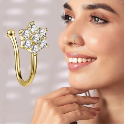 Gold-Plated Plated Metal, Alloy, Brass, Nose Stud 7 Nug U Shap