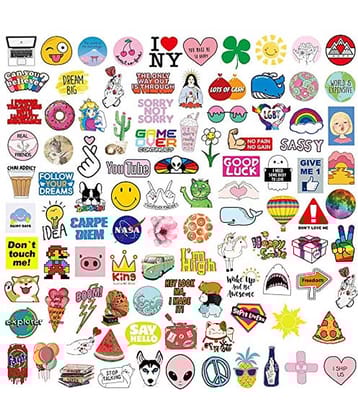 iDream Cute Girl Pink Fun Waterproof Vinyl Sticker for Laptop, Desk, Skateboard, Luggage, Guitar, Furniture, Toy, Scrapbook (Set of 100)