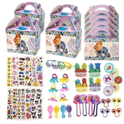 Mermaid Theme Treat Boxes w/ Mixed Return Gift Favors Combo Set - 60PC