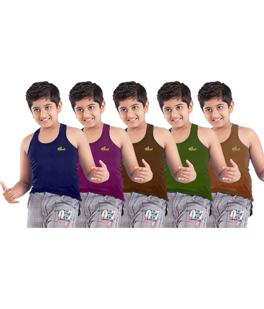 Renox Pack of 5 Boys Cotton Vest ( Multicolor )