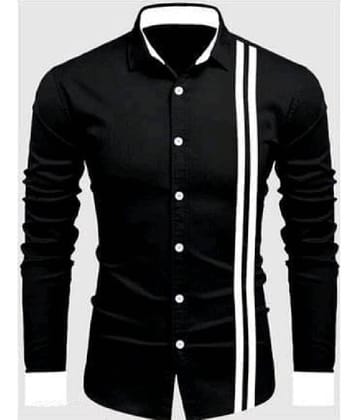 NOWT Cotton Blend Regular Fit Striped Full Sleeves Men's Casual Shirt - Black ( Pack of 1 )