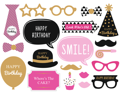 Happy Birthday Photo Props for Selfie Booth  - 20PC