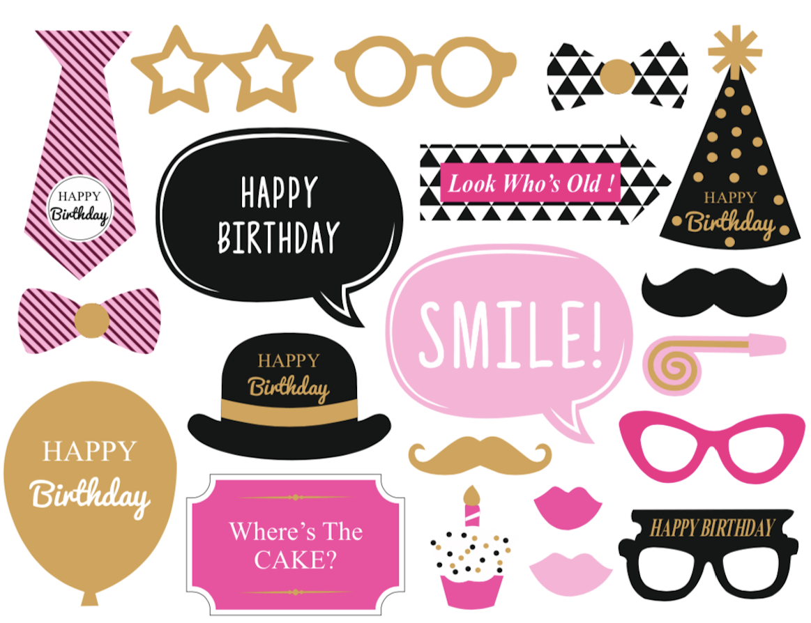 Happy Birthday Photo Props for Selfie Booth  - 20PC