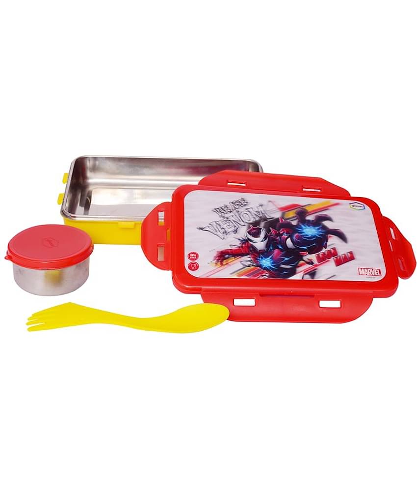 Gluman - 3D Disney Iron man Character Stainless Steel School Lunch Boxes 2 - Container ( Pack of 1 )