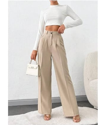 Broadstar Pack of 1 Polyester Straight Women's Casual Pants ( Beige )