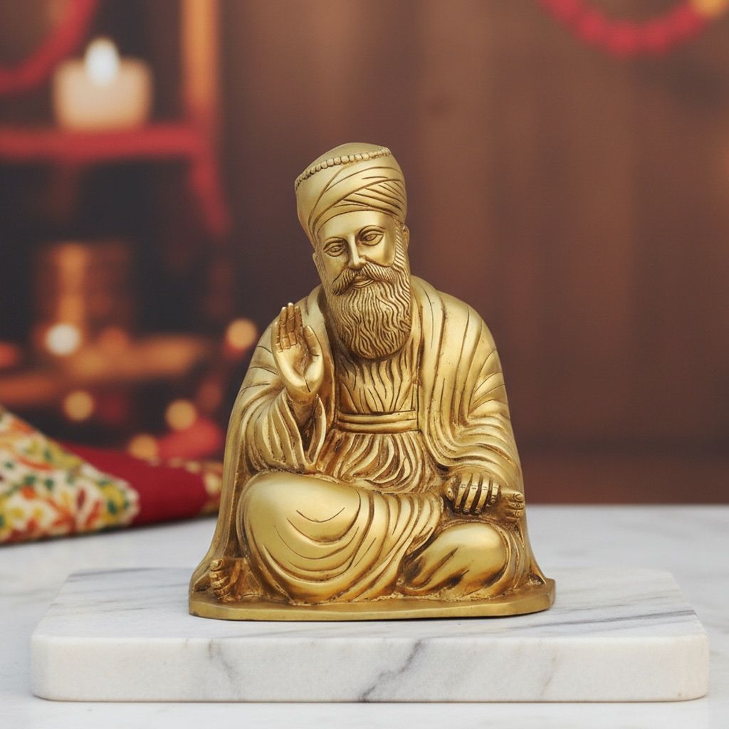 Brass Guru Nanak Statue – Sikh Religious Brass Decorative Idol, Height : 13 Inch (BSMAS1102 A)