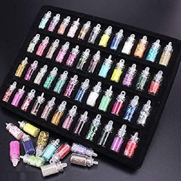 Elecsera Design Case Set 48, Nail Art Decoration Resin Glitter Powder (Multicolor)