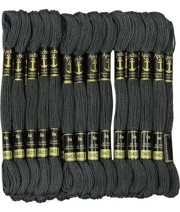 PRANSUNITA Anchor Stranded Cotton 6 Strand Cross-Stitch Hand Embroidery Stranded Cotton Craft Sewing Floss Thread, Pack of 10 (Grey)