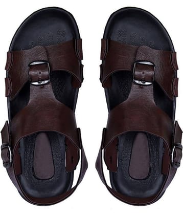 Style Height Brown Faux Leather Sandals