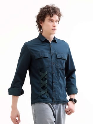 Rubans Teal Denim shirt-S / Teal