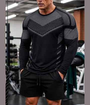 Eyebogler Men Polyester Regular Fit Solid T-Shirt ( Black )