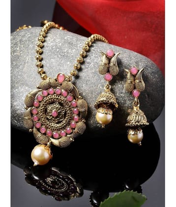 Sukkhi Pink Alloy Necklace Set ( Pack of 1 )