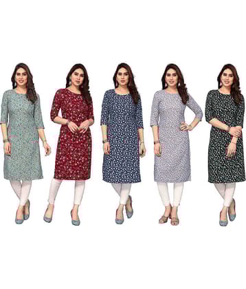 KETAKI FASHION Crepe Printed Straight Women's Kurti - Multicolor8 ( Pack of 5 )