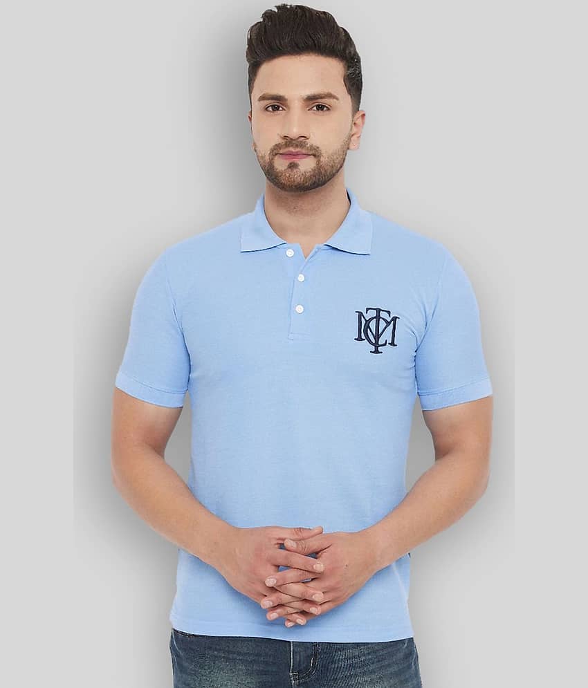 The Million Club Pack of 1 Polyester Regular Fit Solid Half Sleeves Men's Polo T Shirt ( Blue )