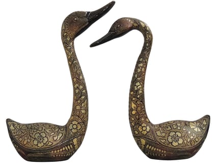 Brass Showpiece Duck Pair Statue - 9.2*4.5*17.5 Inch (AN020)