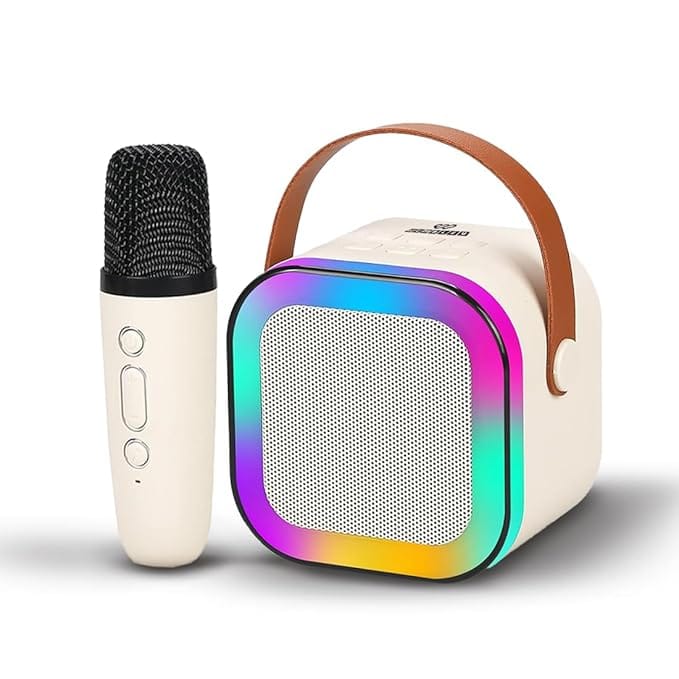 K12 Speaker Bluetooth Wireless Karaoke Mic Speaker Multi Modes, RGB Lights Party POP Bluetooth Speaker,Portable & Long Time Use Wireless Microphones & Fun Voice Change (Random Color)