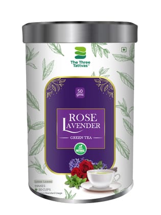 The Three Tattvas Rose Lavender Green Tea 50gms