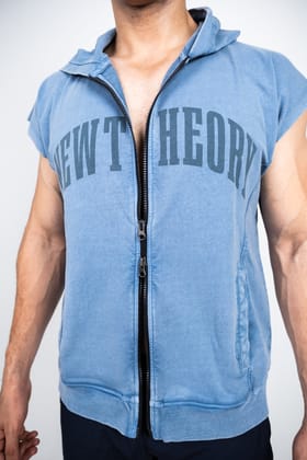 Carbon Straight Leg Pant & Washed Sleeveless Zip Hoodie Titanium Blue-L
