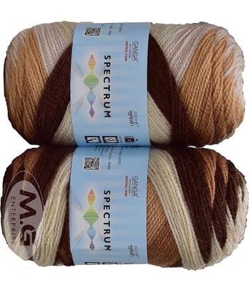 Spectrum Mustard Brown Mix (300 gm)  Wool Ball Hand knitting wool / Art Craft soft fingering crochet hook yarn, needle knitting , With Needle.- B CF