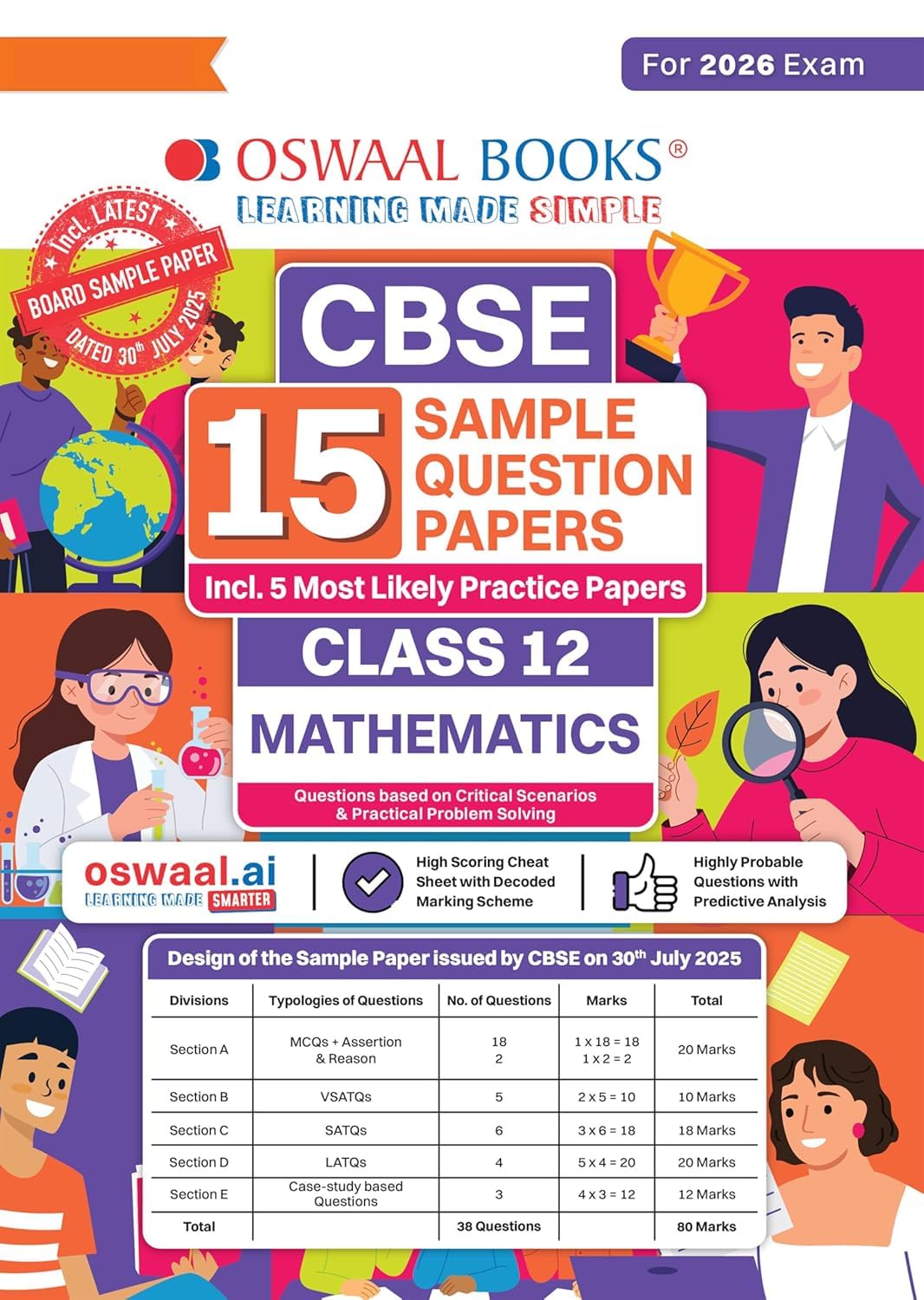 CBSE 15 Sample Question Papers Class 12 Mathematics for 2026 Board Exam (As per CBSE Sample Question Paper issued on 30 July 2025), recommended by 2025 CBSE Toppers Paperback – 27 August 2025