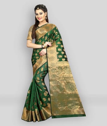 Gazal Fashions - Multicolor Banarasi Silk Saree With Blouse Piece (Pack of 1)