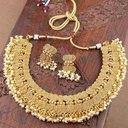 Gold plated Handcrafted pearl necklace set