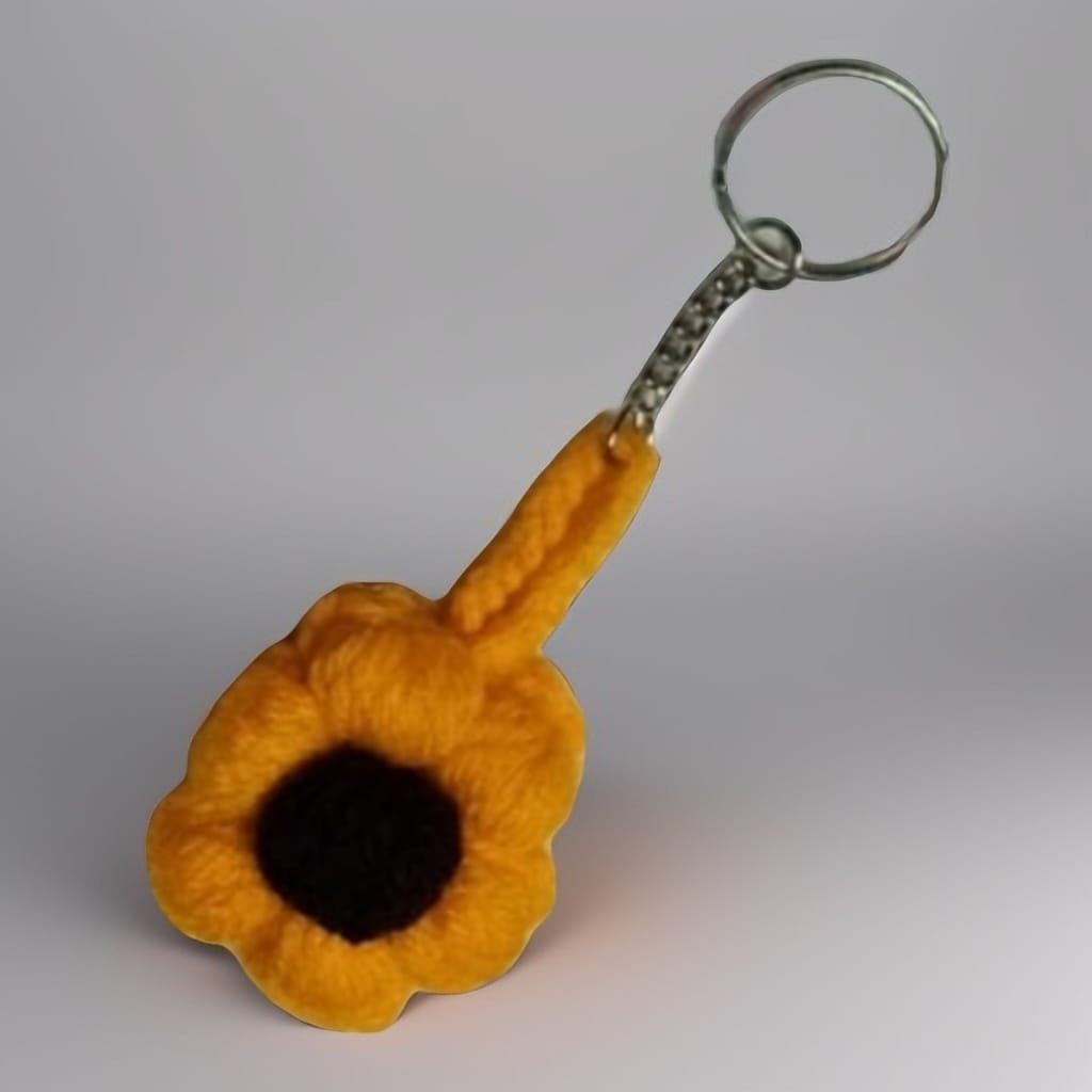 Handmade Crochet Sunflower Keychain - Vibrant Yarn Flower Accessory