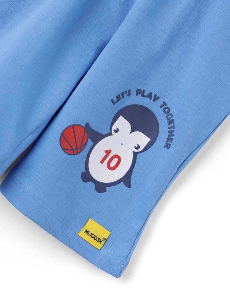 Exclusive Kids Boys Shorts Cotton French Terry All Aboard Blue Baby Penguin 2025 at ShopCircuit 