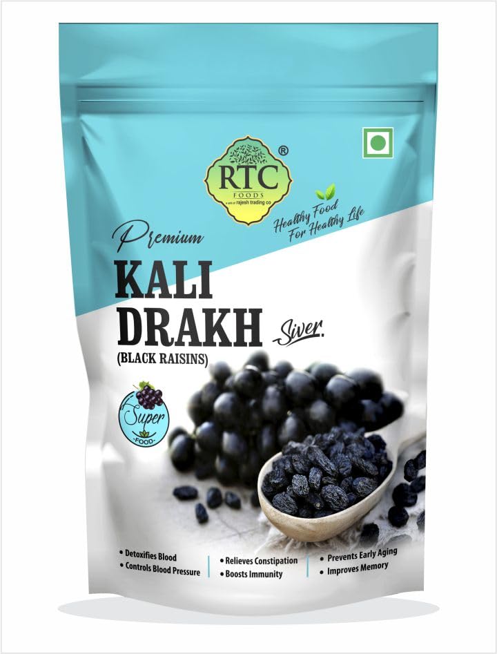 RTC FOODS Premium 250g Seeded Afghani Black Raisins (Kali Kishmish) | High in Dietary Fiber & Potassium | Naturally Sweet & Flavorful Dry Fruit Snack