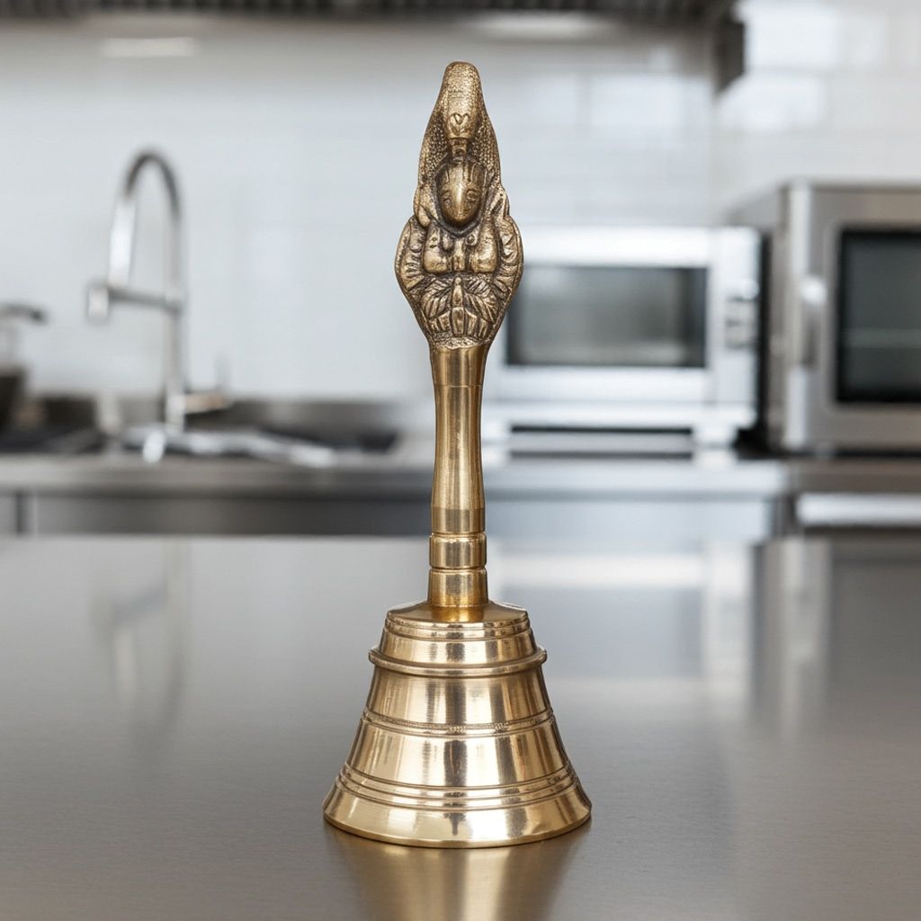 Brass Pooja Hand Bell, Garun Ghanti, Height : 7 Inch (FMAS676 G)