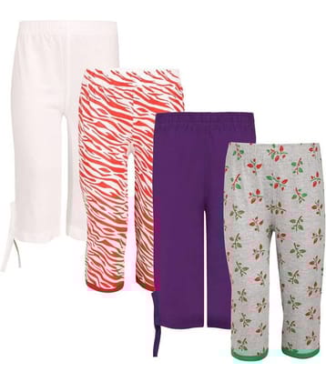 Sini Mini Pack of 4 Girls Cotton Capris ( Multicolor )