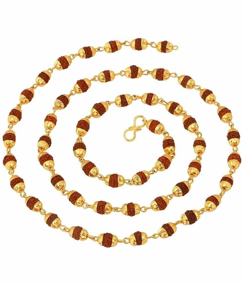 Gold plated rudraksh mala chain for Men 54 Beads