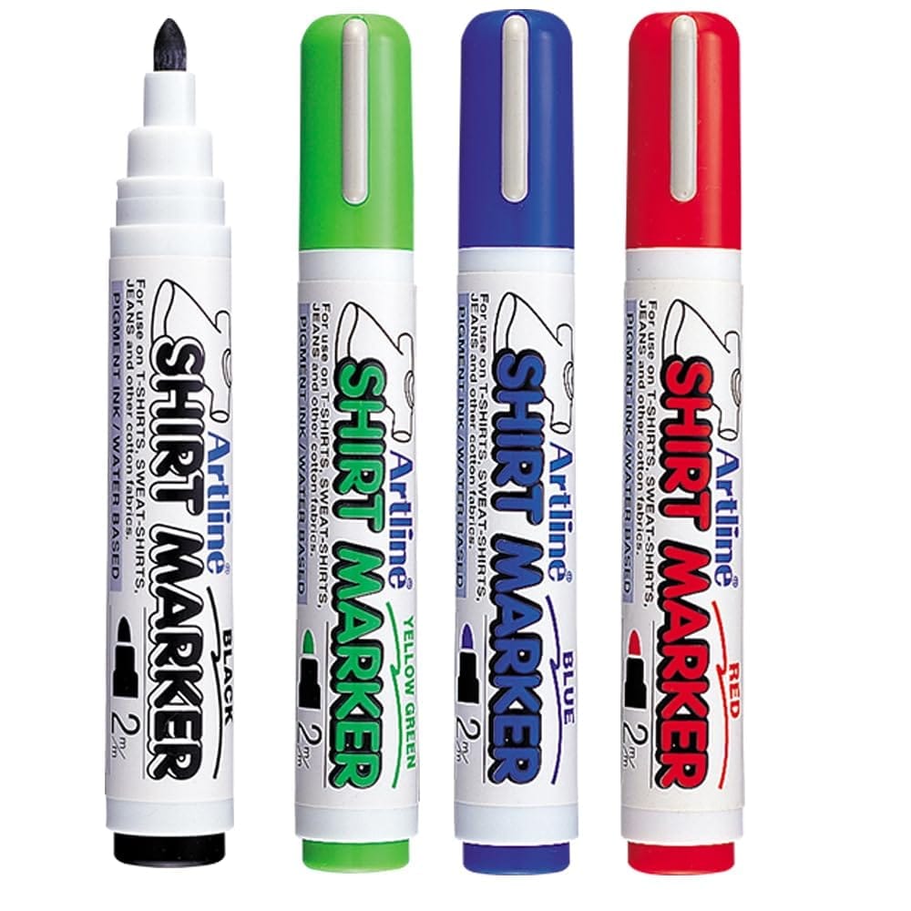Artline T-Shirt Marker Pack of 4 | Black, Blue, Green, Red
