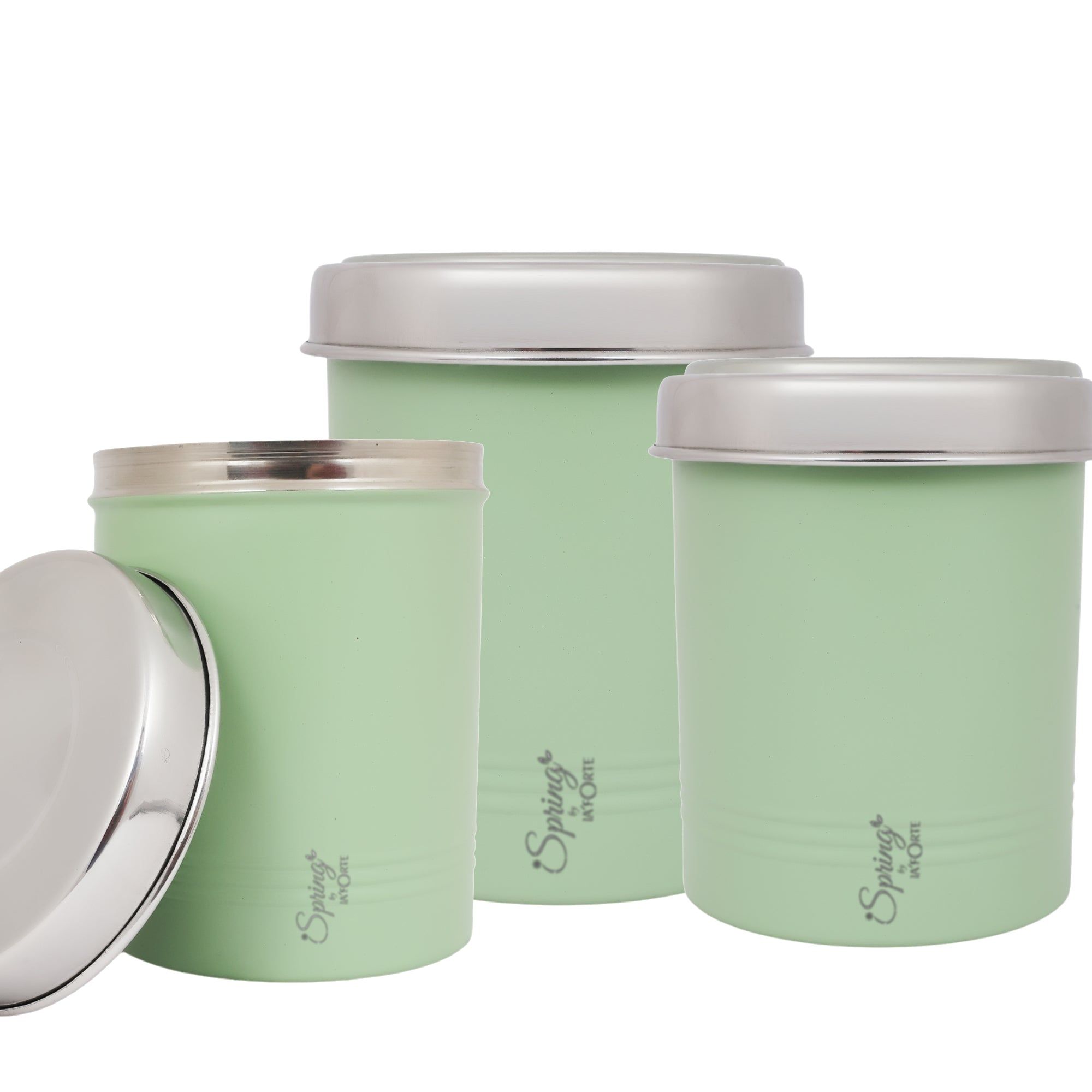 3-Piece Premium Kitchen Canister Set | Airtight Storage for Tea, Coffee, Spices & More-Green