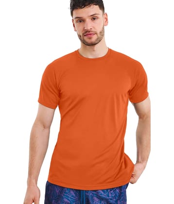 FTX Polyester Regular Fit Solid Half Sleeves Men's Round T-Shirt - Orange ( Pack of 1 )
