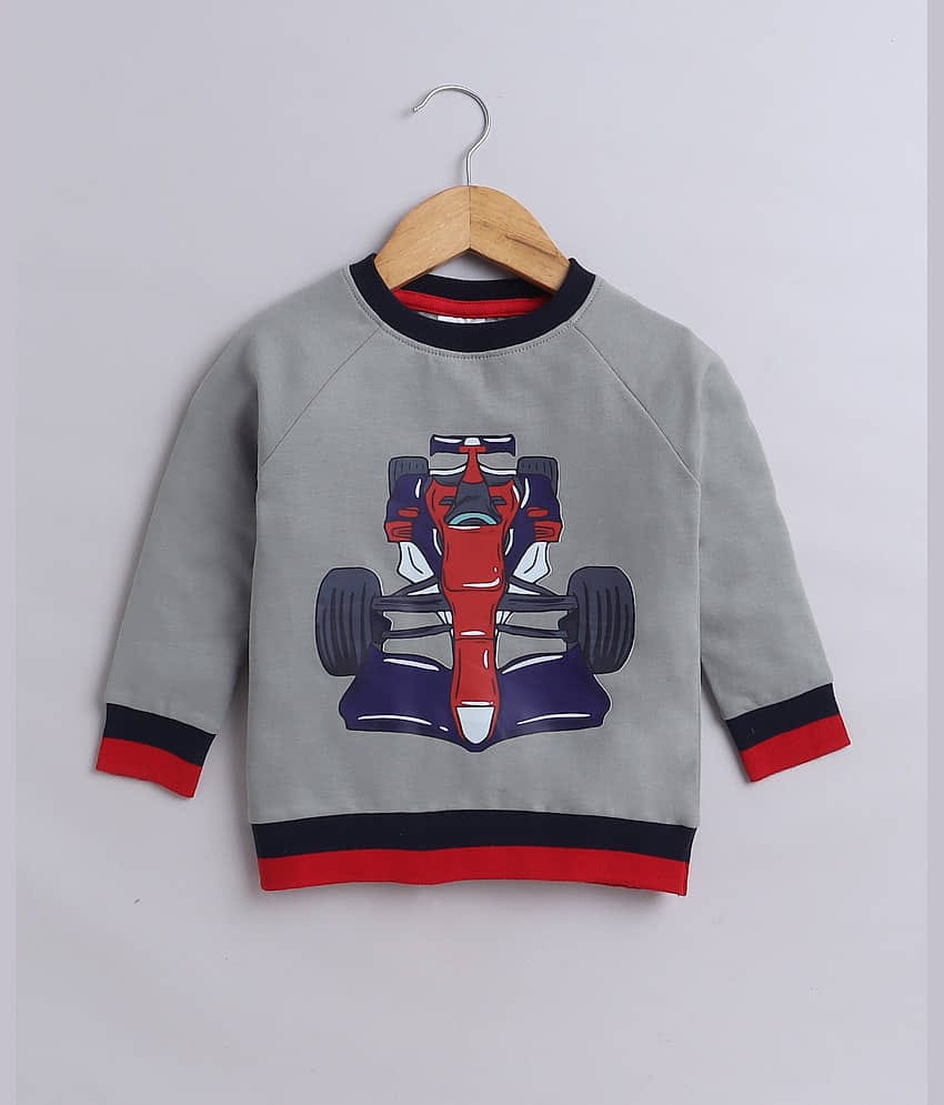 BUMZEE Grey Boys Full Sleeves Cotton Sweatshirt Age - 18-24 Months