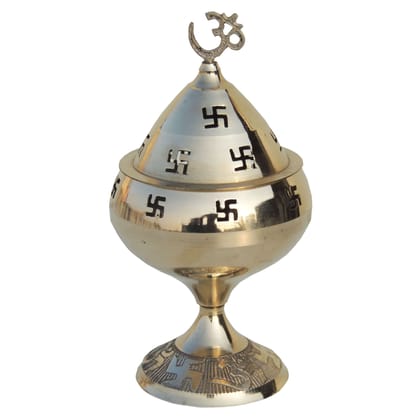 Brass Table Decor Oil Lamp Om Pakija Deepak  - Classic Deepak for Puja Mandir, Height : 5.3 Inch (ZMAS164 H)