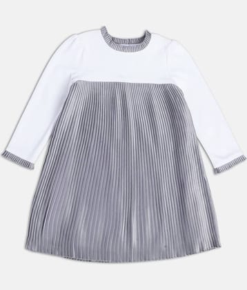 MINI KLUB Cotton A-line Dress For Girls ( Pack of 1 , Silver )