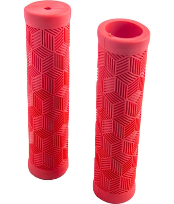 Dark Horse Bicycle Handlebar Grip Set, Soft Rubber, Non Toxic, Anti-Slip, Standard Size Handle Grip, Length 12.5 cm (Red)