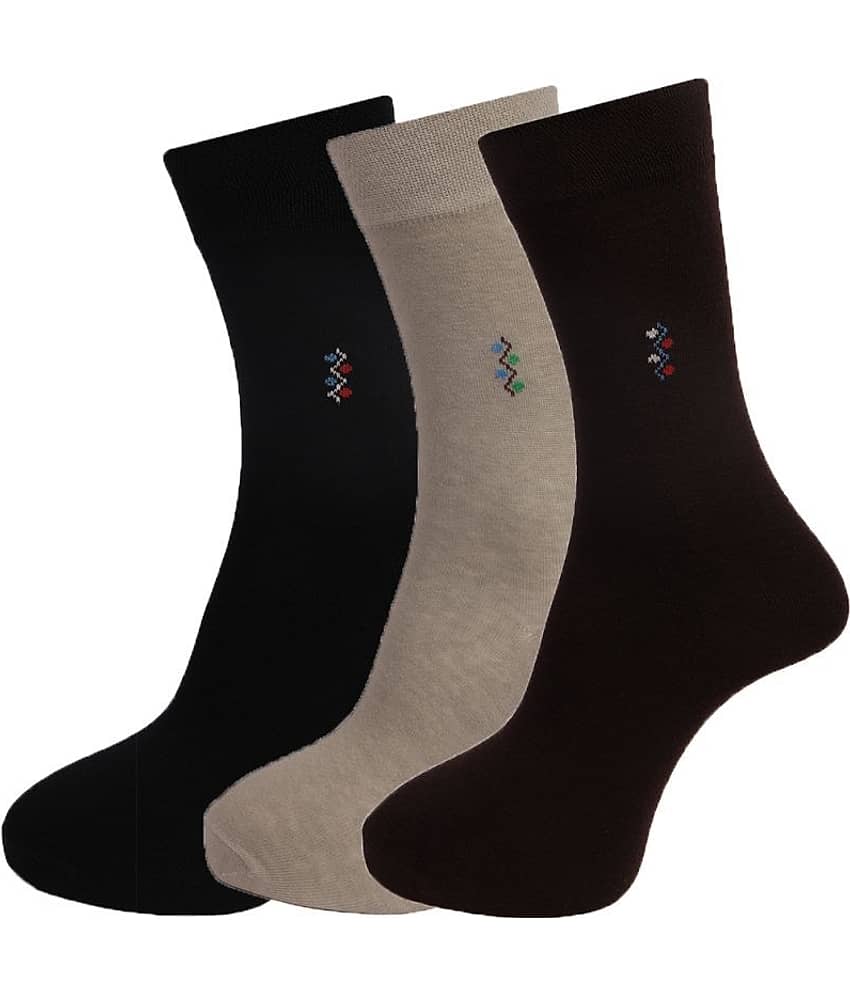 Dollar Socks - Cotton Men's Solid Multicolor Mid Length Socks ( Pack of 3 )