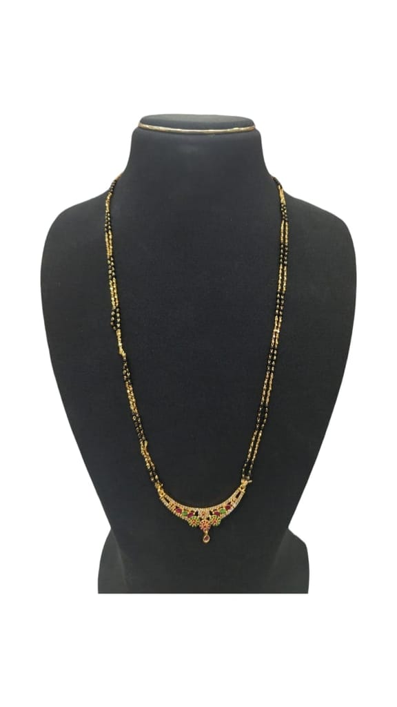 Gold Plated Traditional Long Mangalsutra Tanmaniya Necklace Chain for Women